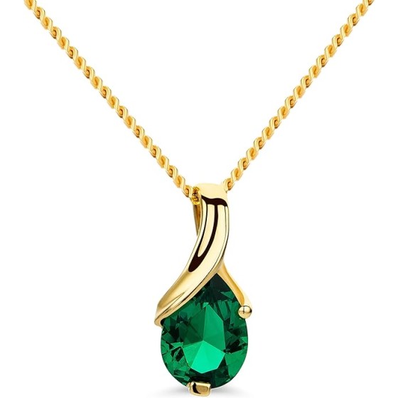 14K Gold Necklace for Women in 14K Yellow Gold/White Gold 585 with Ruby/Sapphire/Emerald/Topaz/Amethyst Gemstone/Birthstone Pendant Necklace and Gold Chain 17.7 ″ Long - Women's Jewelry