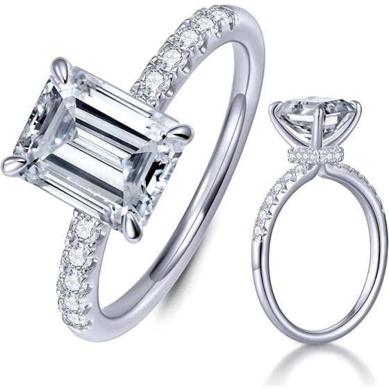 Kstyle 2ct Pear/Oval/Round Moissanite Solitaire/Halo Engagement Rings for Women 14K White Gold 925 Sterling Silver Lab Diamond Wedding Ring Wedding Anniversary Promise Gift