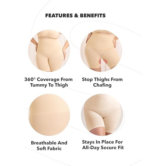 SHAPERMINT Shapewear for Women - High-Waisted Shapewear Tummy Control Shorts, Faja Body Shaper, Underwear for Women